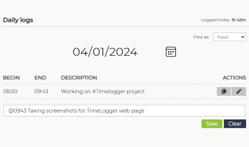 Time logging sample